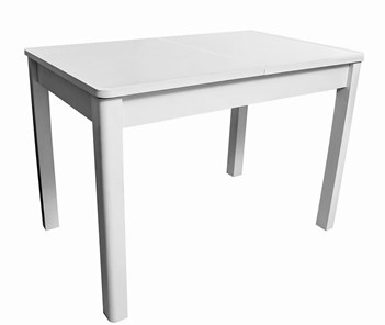 Кухонный стол раскладной Айсберг-07 СТ1, белое ЛДСП/стекло белое/прямые массив белый в Ярославле - предосмотр
