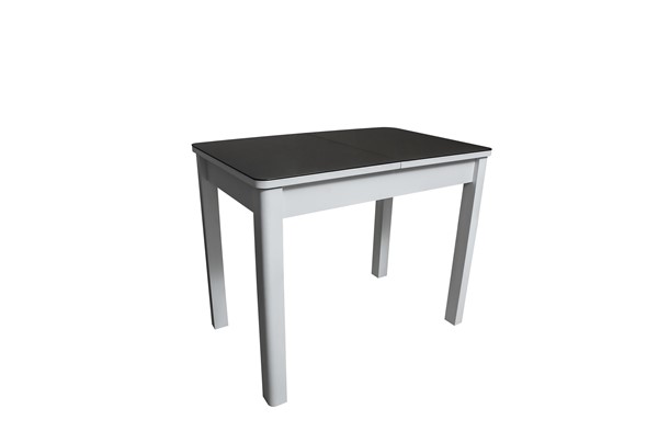 Кухонный стол раскладной Айсберг-2СТ белое/черное/прямые массив в Рыбинске - изображение