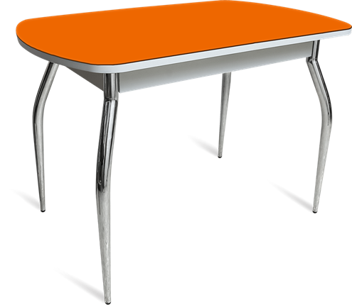 Обеденный раздвижной стол ПГ мини СТ1 белое/оранжевое/35 хром фигурные гнутые в Ярославле - изображение