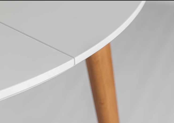 Обеденный круглый раздвижной стол Белая Эмаль д. 100 см МДФ ножки светлый орех в Ярославле - изображение 19