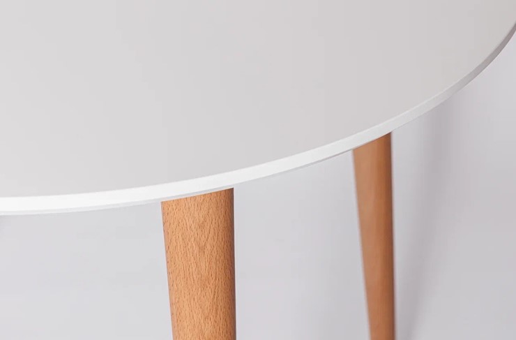 Обеденный круглый раздвижной стол Белая Эмаль д. 100 см МДФ ножки светлый орех в Ярославле - изображение 21