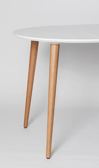 Обеденный круглый раздвижной стол Белая Эмаль д. 100 см МДФ ножки светлый орех в Ярославле - изображение 11