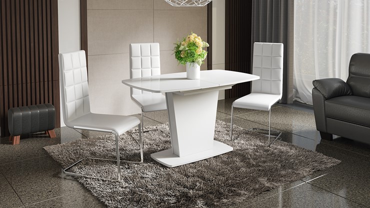 Кухонный стол раздвижной Честер тип 2, цвет Белый/Стекло белый глянец в Рыбинске - изображение 2