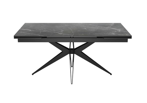 Кухонный стол раскладной DikLine KW160 мрамор С45 (керамика черная)/опоры черные в Ярославле - изображение