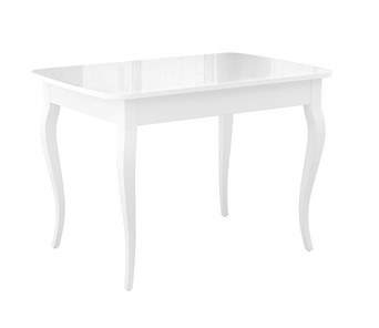 Кухонный стол раздвижной Dikline M110 Белый/стекло белое глянец/ножки MC белые в Ярославле