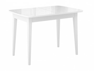 Кухонный стол раскладной Dikline M110 Белый/стекло белое глянец/ножки MM белые в Рыбинске
