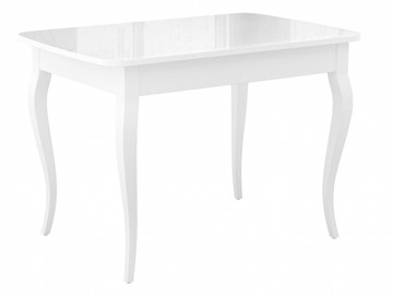 Обеденный раздвижной стол Dikline M120 Белый/стекло белое глянец/ножки MC белые в Рыбинске