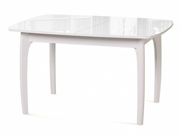 Кухонный стол раздвижной Dikline M20 стекло белое/ножки белые в Ярославле - предосмотр