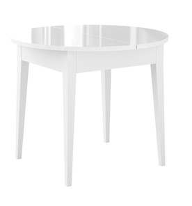 Кухонный стол раздвижной Dikline MR100 Белый/стекло белое глянец/ножки MM белые в Ярославле