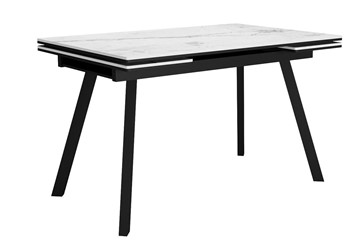 Обеденный раздвижной стол DikLine SKA125 Керамика Белый мрамор/подстолье черное/опоры черные (2 уп.) в Рыбинске