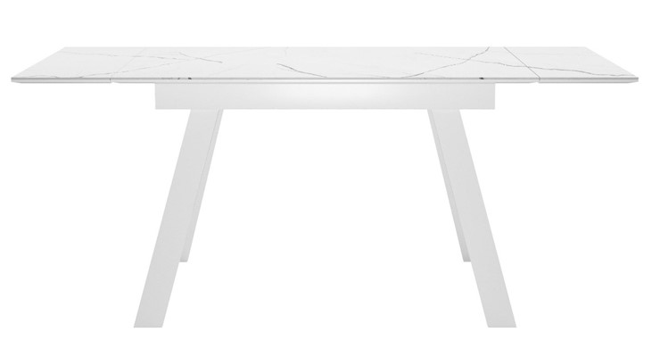 Кухонный раздвижной стол DikLine SKM140 Керамика Белый мрамор/подстолье белое/опоры белые (2 уп.) в Рыбинске - изображение 2