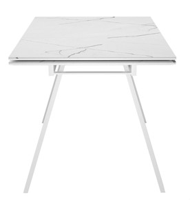 Кухонный раздвижной стол DikLine SKM140 Керамика Белый мрамор/подстолье белое/опоры белые (2 уп.) в Рыбинске - предосмотр 3