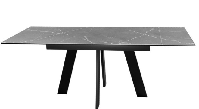 Кухонный раскладной стол DikLine SKM140 Керамика серый мрамор/подстолье черное/опоры черные (2 уп.) в Рыбинске - изображение 2