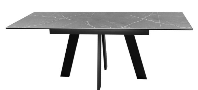 Кухонный раскладной стол DikLine SKM140 Керамика серый мрамор/подстолье черное/опоры черные (2 уп.) в Рыбинске - изображение 4