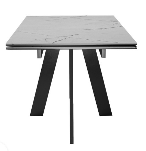 Кухонный раскладной стол DikLine SKM140 Керамика серый мрамор/подстолье черное/опоры черные (2 уп.) в Рыбинске - изображение 5