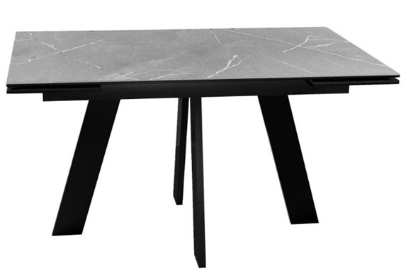 Кухонный раскладной стол DikLine SKM140 Керамика серый мрамор/подстолье черное/опоры черные (2 уп.) в Рыбинске - изображение
