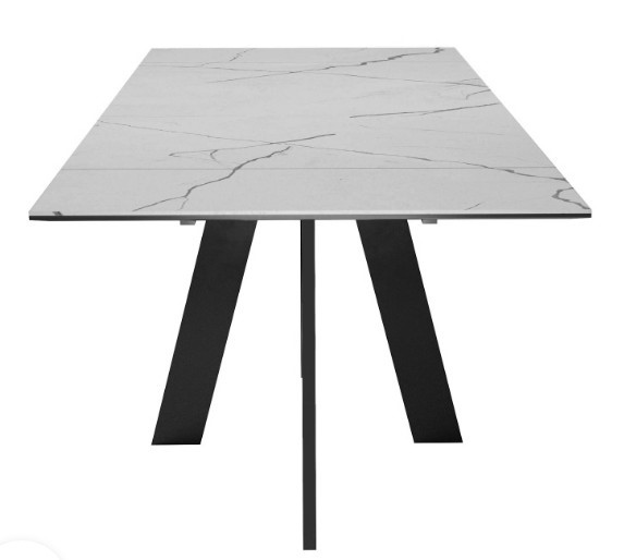 Кухонный раскладной стол DikLine SKM140 Керамика серый мрамор/подстолье черное/опоры черные (2 уп.) в Рыбинске - изображение 6