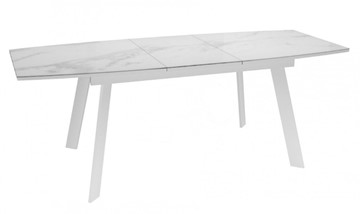 Обеденный раздвижной стол Dikline XLS160 мрамор белый глянец/ножки белые в Ярославле - предосмотр 2