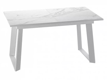 Кухонный стол раздвижной Dikline ZLS140 Мрамор белый глянец/ножки белые в Ярославле