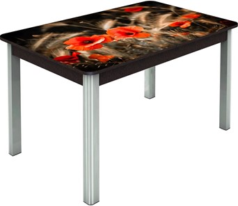 Кухонный стол раскладной Гамбург исп.2 ноги метал. крашеные №23, Фотопечать (Цветы №38) в Ярославле