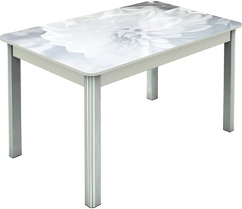 Кухонный стол раскладной Гамбург исп.2 ноги метал. крашеные №23, Фотопечать (Цветы №48) в Ярославле