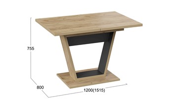 Кухонный стол раскладной Гавана тип 1 (Дуб крафт золотой/Черный) в Рыбинске - предосмотр 5