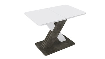 Кухонный раздвижной стол Люксембург тип 1 (Белый/Ателье темный/Стекло белое матовое) в Рыбинске