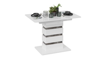 Кухонный стол раздвижной Мадейра тип 1 (Белый глянец/Ателье темный) в Ярославле - предосмотр
