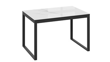 Кухонный стол раздвижной Маркус Тип 1 (Черный муар, Стекло белый мрамор) в Ярославле - предосмотр 2