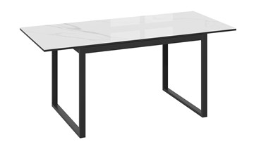 Кухонный стол раздвижной Маркус Тип 1 (Черный муар, Стекло белый мрамор) в Ярославле - предосмотр 3
