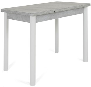 Обеденный раздвижной стол Милан-1 EVO, ноги металлические белые, светлый цемент в Ярославле - предосмотр