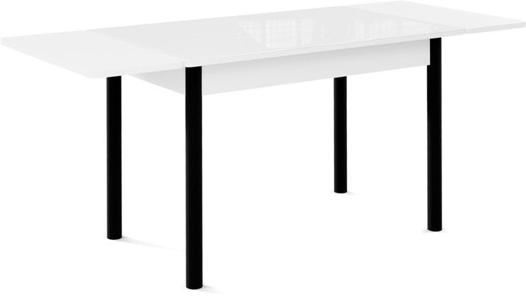Стол раздвижной Милан-1 EVO, ноги металлические черные, стекло белое/серый в Ярославле - изображение 1