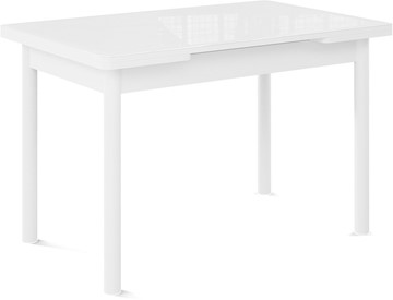 Кухонный стол раскладной Милан-2 EVO, ноги белые, стекло белое/белый в Ярославле