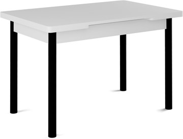 Кухонный стол раскладной Милан-2 EVO, ноги черные, белый цемент в Ярославле