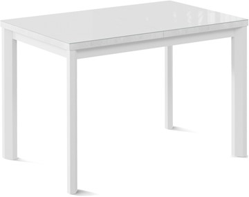 Обеденный раздвижной стол Нагано-1G (ноги металлические белые, стекло cristal/белый цемент) в Рыбинске