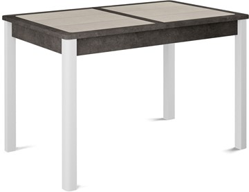 Кухонный стол раскладной Ницца-1 ПЛ (ноги белые, плитка бежевая/серый камень) в Ярославле - предосмотр