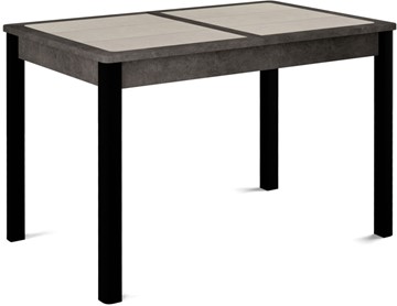 Обеденный раздвижной стол Ницца-1 ПЛ (ноги черные, плитка бежевая/серый камень) в Ярославле