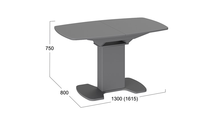 Кухонный стол раскладной Портофино (СМ(ТД)-105.02.11(1)), цвет Серое/Стекло серое матовое LUX в Ярославле - изображение 1