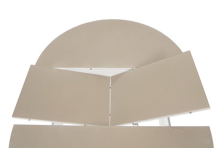Кухонный стол раскладной Ривьера исп. круг хром №5 (стекло белое/черный) в Рыбинске - изображение 4