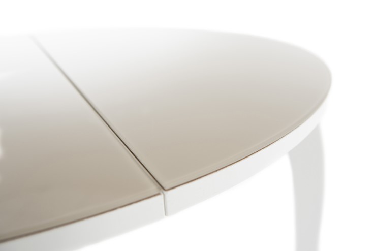 Кухонный стол раскладной Ривьера исп. круг хром №5 (стекло белое/черный) в Ярославле - изображение 6