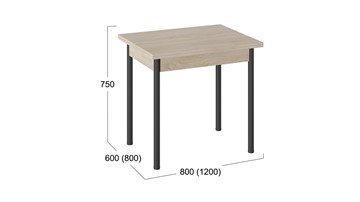 Кухонный раскладной стол Родос тип 2 с опорой d40 (Черный муар/Дуб Сонома) в Ярославле - предосмотр 2