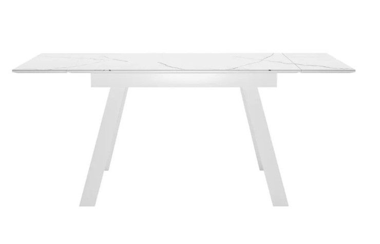 Кухонный раскладной стол SKL 140, керамика белый мрамор/подстолье белое/ножки белые в Рыбинске - изображение 2