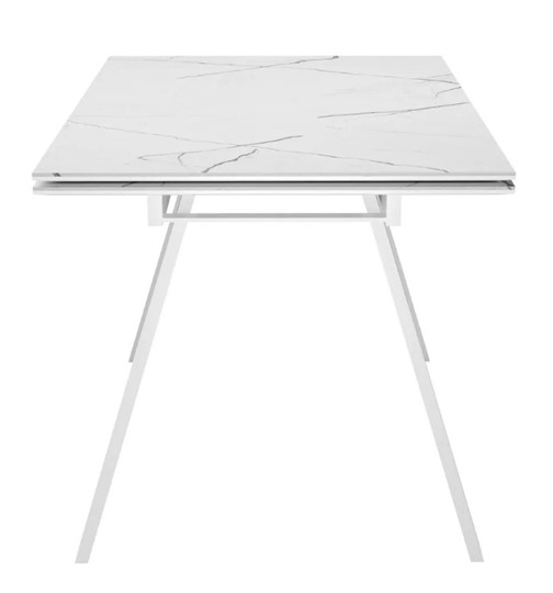 Кухонный раскладной стол SKL 140, керамика белый мрамор/подстолье белое/ножки белые в Ярославле - изображение 3