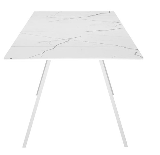 Кухонный раскладной стол SKL 140, керамика белый мрамор/подстолье белое/ножки белые в Ярославле - изображение 4