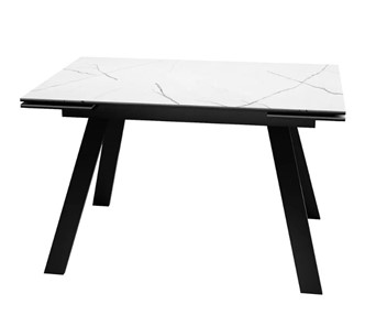 Кухонный раздвижной стол SKL 140, керамика белый мрамор/подстолье черное/ножки черные в Рыбинске - предосмотр