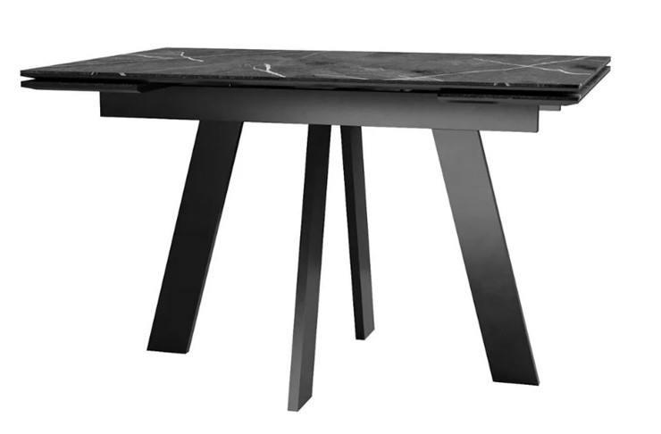 Кухонный раздвижной стол SKM 120, керамика черный мрамор/подстолье черное/ножки черные в Ярославле - изображение 1