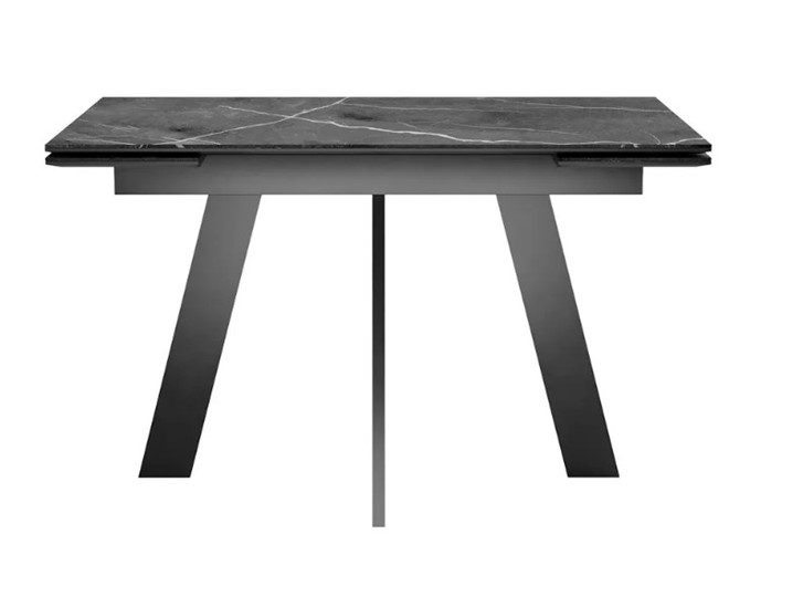 Кухонный раздвижной стол SKM 120, керамика черный мрамор/подстолье черное/ножки черные в Рыбинске - изображение 2