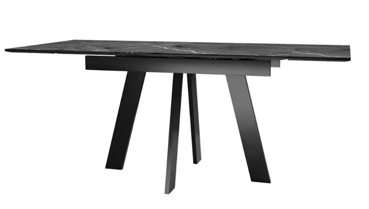 Кухонный раздвижной стол SKM 120, керамика черный мрамор/подстолье черное/ножки черные в Ярославле - изображение 3