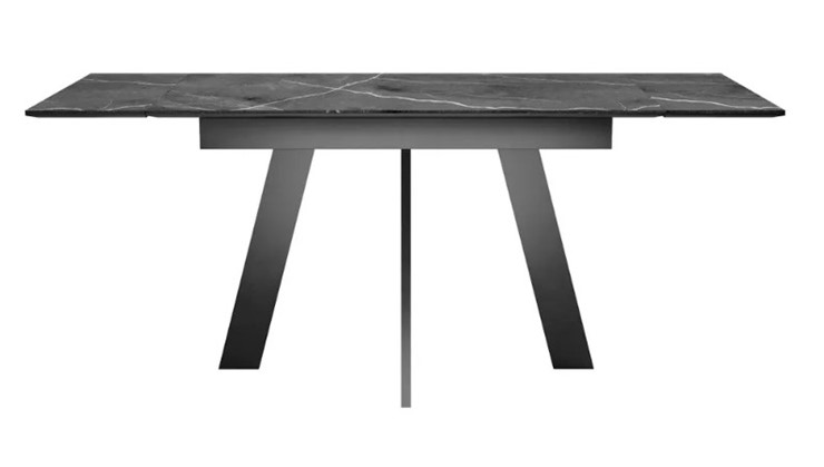 Кухонный раздвижной стол SKM 120, керамика черный мрамор/подстолье черное/ножки черные в Ярославле - изображение 4
