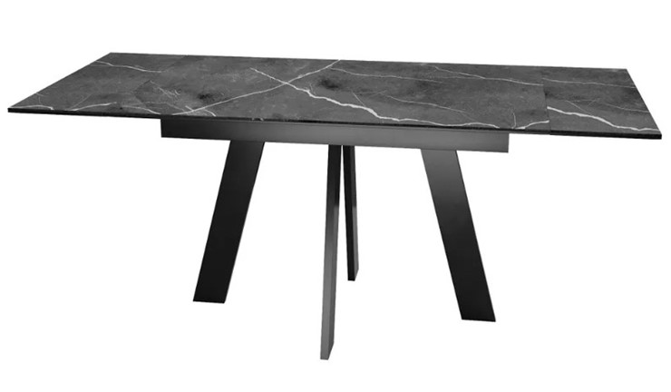 Кухонный раздвижной стол SKM 120, керамика черный мрамор/подстолье черное/ножки черные в Ярославле - изображение 5